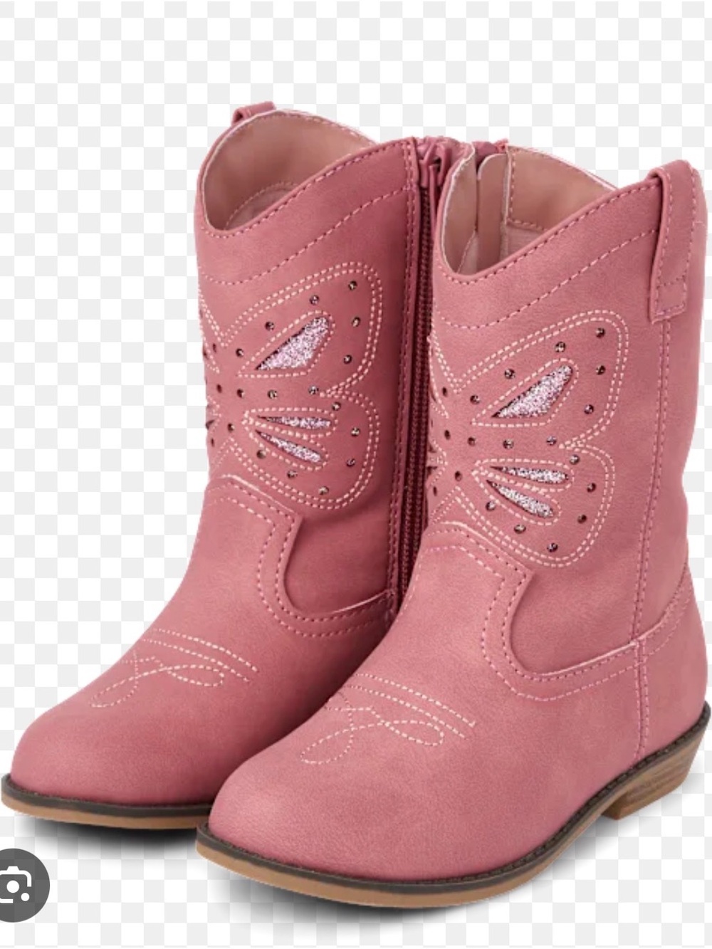 Girls' Light Pink Western Butterfly Embroidered Boots (see pics for color!)
